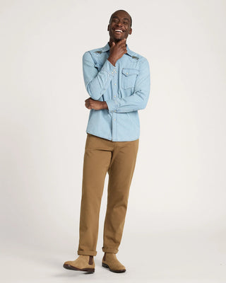 Pendleton Woolen Mills PENDLETON Salmon Embroidered Denim Gambler Shirt - Light Blue — Mens | Après Sea Ranch