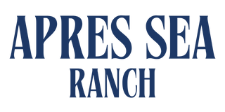 Apres Sea Ranch logo in dark navy blue serif lettering on a solid white background.