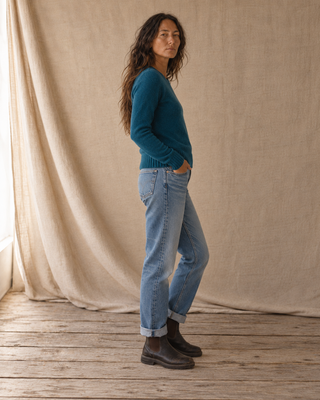 Pendleton Woolen Mills PENDLETON Relaxed Shetland Collection Crew Sweater - Deep Teal Heather (view 5) | Après Sea Ranch