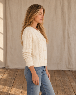 Pendleton Woolen Mills PENDLETON Cotton Cable Cardigan - Ecru (view 5) | Après Sea Ranch