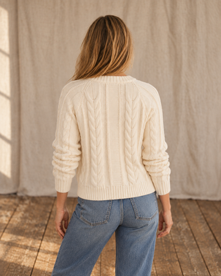 Pendleton Woolen Mills PENDLETON Cotton Cable Cardigan - Ecru (view 6) | Après Sea Ranch