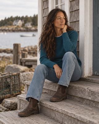 Pendleton Woolen Mills PENDLETON Relaxed Shetland Collection Crew Sweater - Deep Teal Heather (view 2) | Après Sea Ranch