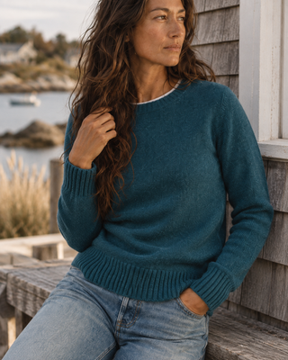 Pendleton Woolen Mills PENDLETON Relaxed Shetland Collection Crew Sweater - Deep Teal Heather (view 3) | Après Sea Ranch