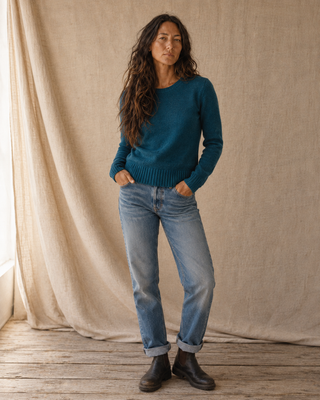 Pendleton Woolen Mills PENDLETON Relaxed Shetland Collection Crew Sweater - Deep Teal Heather (view 4) | Après Sea Ranch