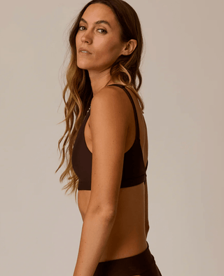CARVE DESIGNS Breakers Compression Bikini Top - Coffee (view 3) | Après Sea Ranch