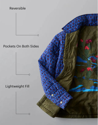 CARVE DESIGNS Marais Reversible Jacket - Fir/Capri Batik (view 5) | Après Sea Ranch