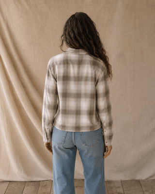Thread & Supply Daphne Long Sleeve Button-Up Shirt-Peach Taupe Plaid (view 6) | Après Sea Ranch