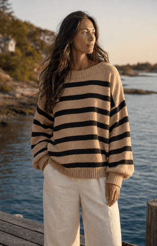 Davis Striped Sweater - Mocha | Après Sea Ranch