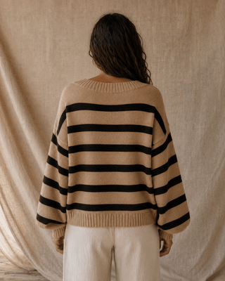 Davis Striped Sweater - Mocha (view 6) | Après Sea Ranch