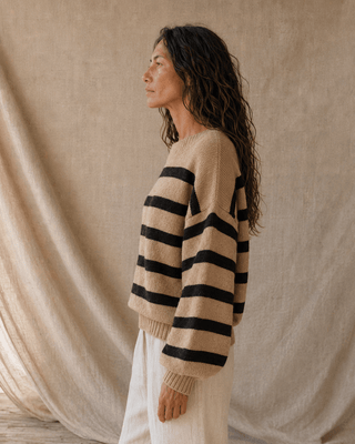 Davis Striped Sweater - Mocha (view 5) | Après Sea Ranch