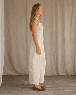 Ecru Pinstripe Barrel Pant (view 5) | Après Sea Ranch