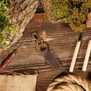 American Leather Goods Geniune Leather Keychain in Dark Brown | Après Sea Ranch