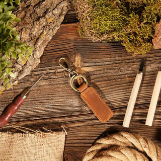 American Leather Goods Geniune Leather Keychain in Light Brown | Après Sea Ranch