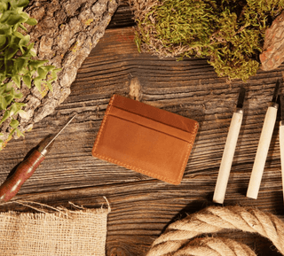 American Leather Goods Genuine Leather Card Holder Wallet in Brown | Après Sea Ranch