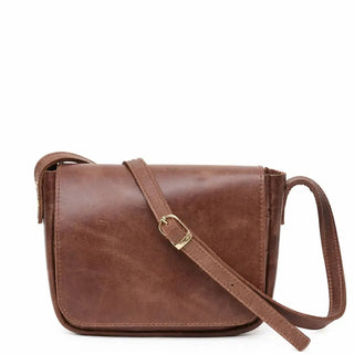 American Leather Goods Genuine Leather Shoulder Bag in Dark Brown | Après Sea Ranch