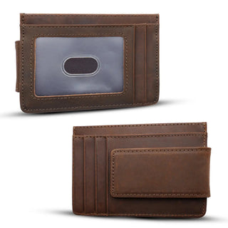 American Leather Goods Genuine Leather Wallet with Magnet Clip in Dark Brown | The Salty Babe