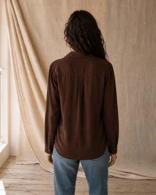 Thread & Supply Ginger Long Sleeve Button-Up Shirt- Deep Mahogany (view 6) | Après Sea Ranch