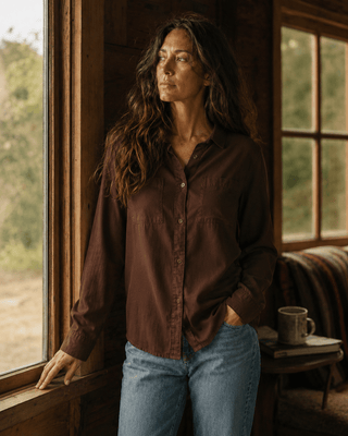Thread & Supply Ginger Long Sleeve Button-Up Shirt- Deep Mahogany | Après Sea Ranch