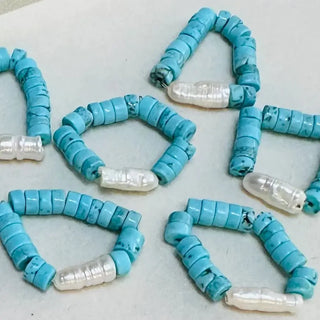 Boots Are My Roots Keshi Pearl Turquoise Bandana Stretch Charm (view 2) | The Salty Babe