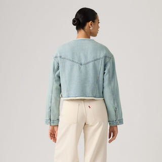 LEVI'S 90s Shrunken Collarless Trucker Jacket - Light Wash (view 2) | The Salty Babe
