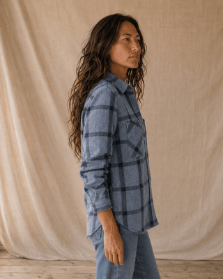 Thread & Supply Lewis Flannel Shirt- Navy Windowpane (view 5) | Après Sea Ranch