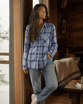 Thread & Supply Lewis Flannel Shirt- Navy Windowpane | Après Sea Ranch