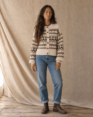 Thread & Supply Lizzie Cardigan - Oat Tan Aztec (view 4) | Après Sea Ranch