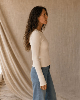 Thread & Supply Louisa Knit Long Sleeve Top-Eggnog (view 5) | Après Sea Ranch