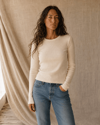 Thread & Supply Louisa Knit Long Sleeve Top-Eggnog (view 4) | Après Sea Ranch