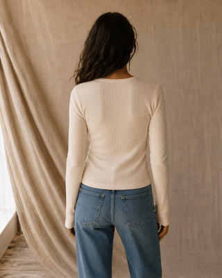 Thread & Supply Louisa Knit Long Sleeve Top-Eggnog (view 6) | Après Sea Ranch