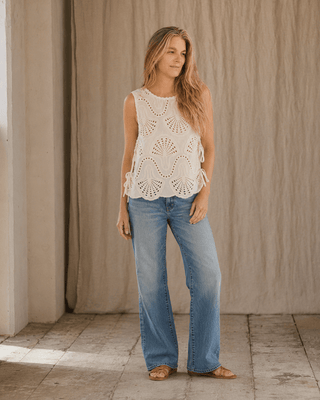 Lowen Eyelet Sleeveless Top - Natural (view 4) | Après Sea Ranch