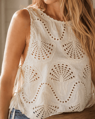 Lowen Eyelet Sleeveless Top - Natural (view 3) | Après Sea Ranch