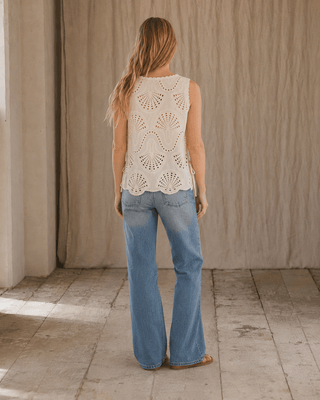 Lowen Eyelet Sleeveless Top - Natural (view 5) | Après Sea Ranch