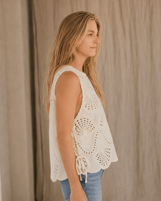 Lowen Eyelet Sleeveless Top - Natural (view 6) | Après Sea Ranch