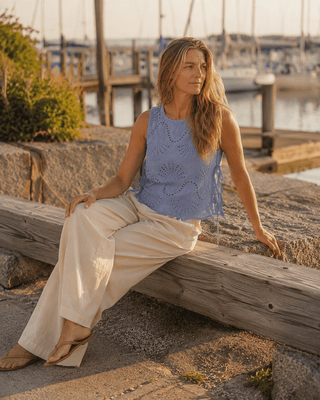 Lowen Eyelet Sleeveless Top - Lilac (view 2) | Après Sea Ranch