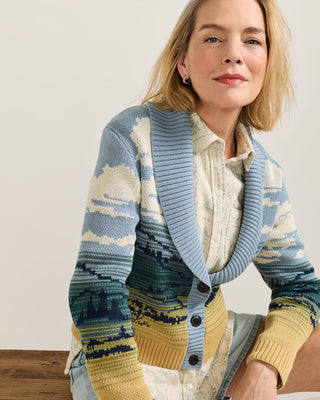 Pendleton Woolen Mills PENDLETON Big Sky Cotton Cardigan - Blue/Yellow Multi (view 4) | Après Sea Ranch