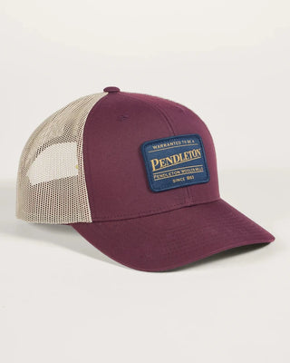 Pendleton Woolen Mills PENDLETON Classic Patch Trucker Hat in Maroon — Mens | Après Sea Ranch