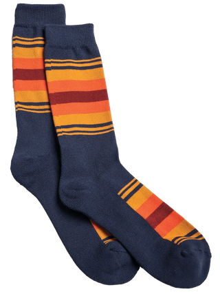 Pendleton Woolen Mills PENDLETON Grand Canyon Stripe Cotton Crew Sock - Navy | Après Sea Ranch