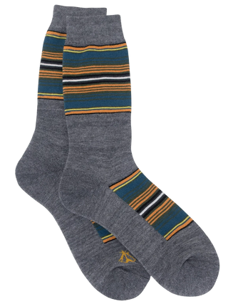 Pendleton Woolen Mills PENDLETON Olympic Stripe Cotton Crew Sock - Charcoal | Après Sea Ranch