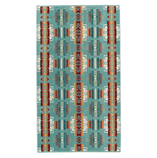 Pendleton Woolen Mills PENDLETON Oversized Jacquard Spa Towel in Aqua | Après Sea Ranch