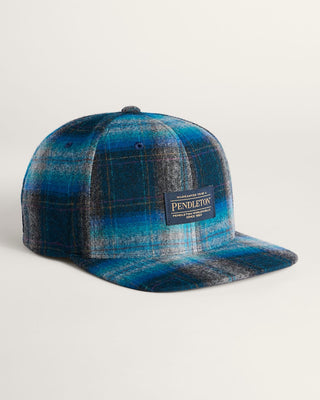 Pendleton Woolen Mills PENDLETON Plaid Flat Brim Hat in Grey Turquoise Ombre — Mens | Après Sea Ranch