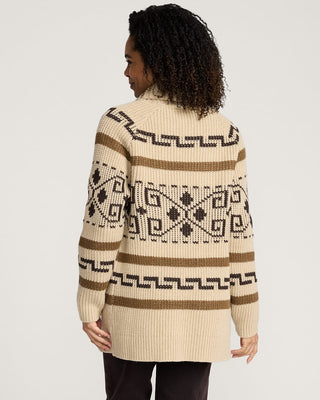 Pendleton Woolen Mills PENDLETON Westerly Cotton Cardigan - Tan Brown Multi (view 3) | Après Sea Ranch
