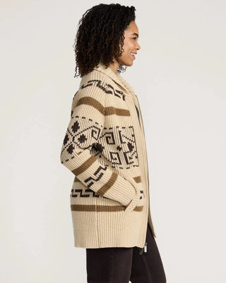 Pendleton Woolen Mills PENDLETON Westerly Cotton Cardigan - Tan Brown Multi (view 2) | Après Sea Ranch