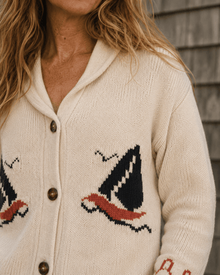 Sailboat Ranch Cardigan Sweater - Cream (view 3) | Après Sea Ranch