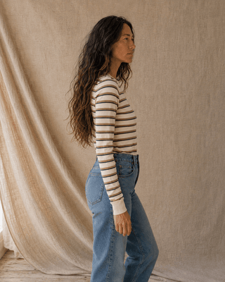 Thread & Supply Stacey Long Sleeve Striped Top - Cream Stripe (view 5) | Après Sea Ranch