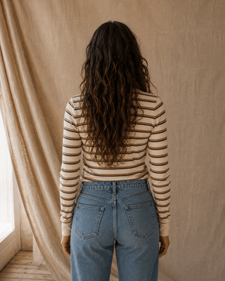 Thread & Supply Stacey Long Sleeve Striped Top - Cream Stripe (view 6) | Après Sea Ranch
