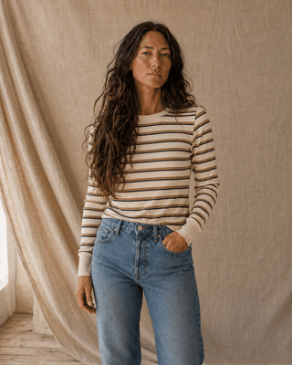 Thread & Supply Stacey Long Sleeve Striped Top - Cream Stripe (view 4) | Après Sea Ranch