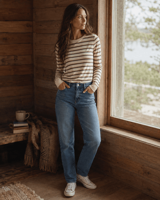 Thread & Supply Stacey Long Sleeve Striped Top - Cream Stripe | Après Sea Ranch