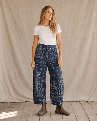 Sundance Paisley Pants-Navy (view 4) | Après Sea Ranch