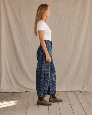 Sundance Paisley Pants-Navy (view 5) | Après Sea Ranch